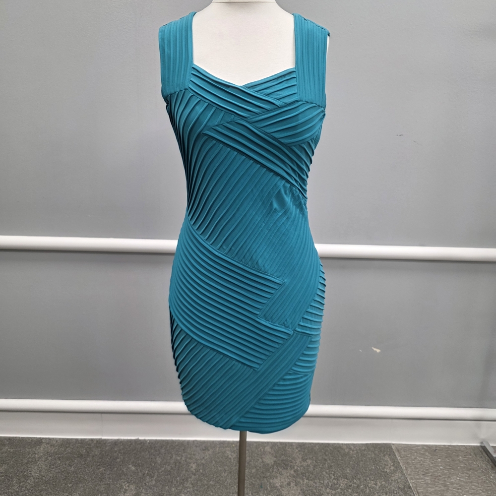 Calvin Klein Teal Pleated Mini Dress